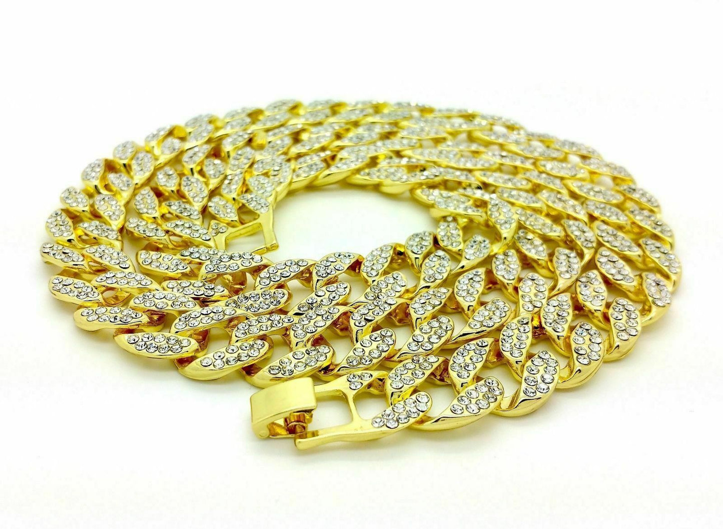 Gold Iced Out CZ Miami Cuban Link Chain Necklace
