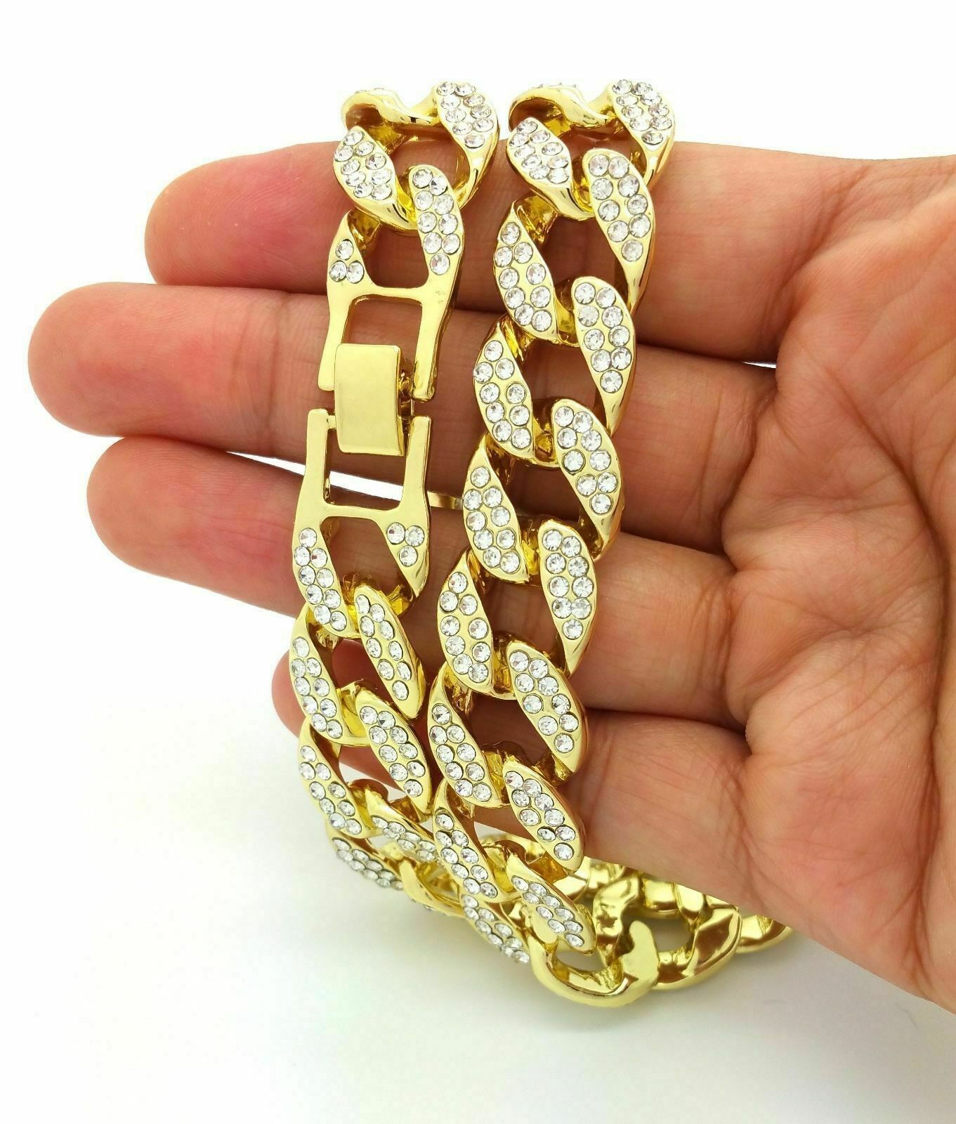 Gold Iced Out CZ Miami Cuban Link Chain Necklace