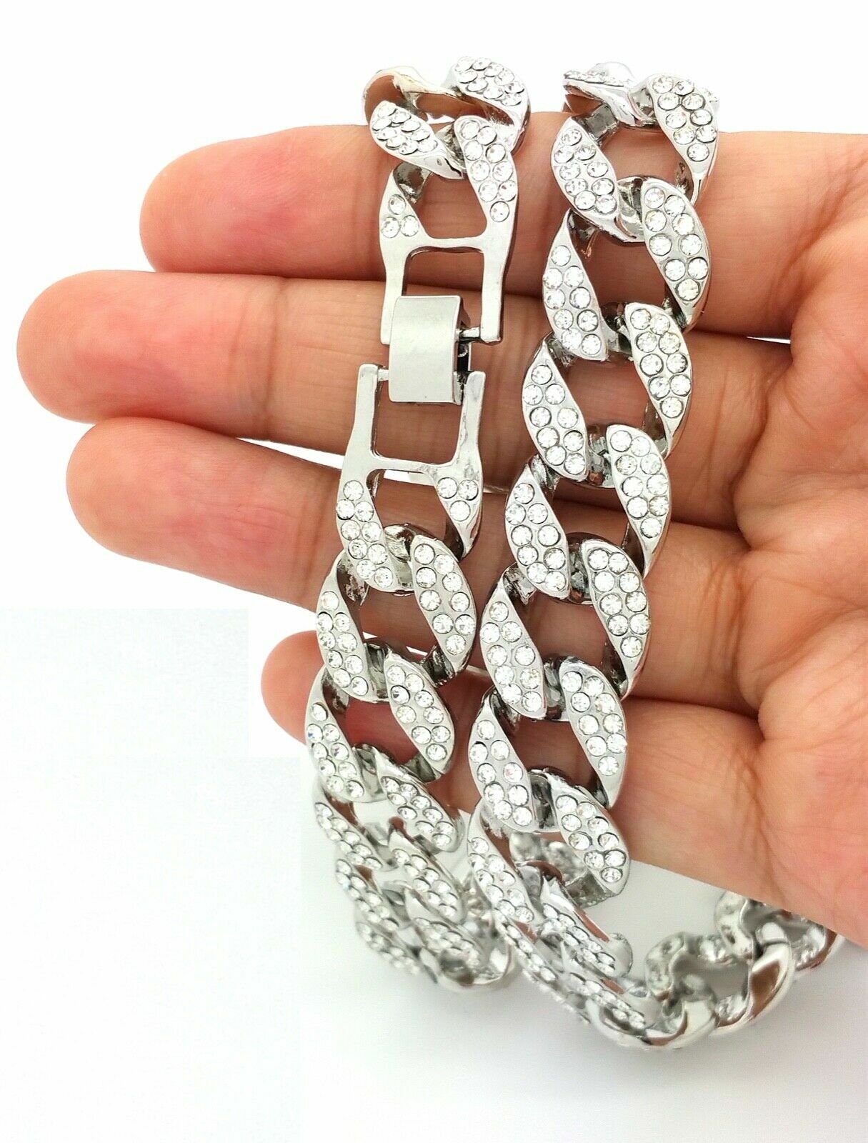 Silver Iced Out CZ Miami Cuban Link Chain Necklace